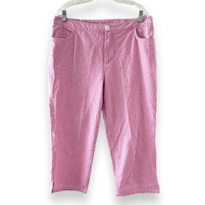 Vintage Bill Blass Pink White Gingham Jeans Denim Capri Pants Women’s‎ Size 12